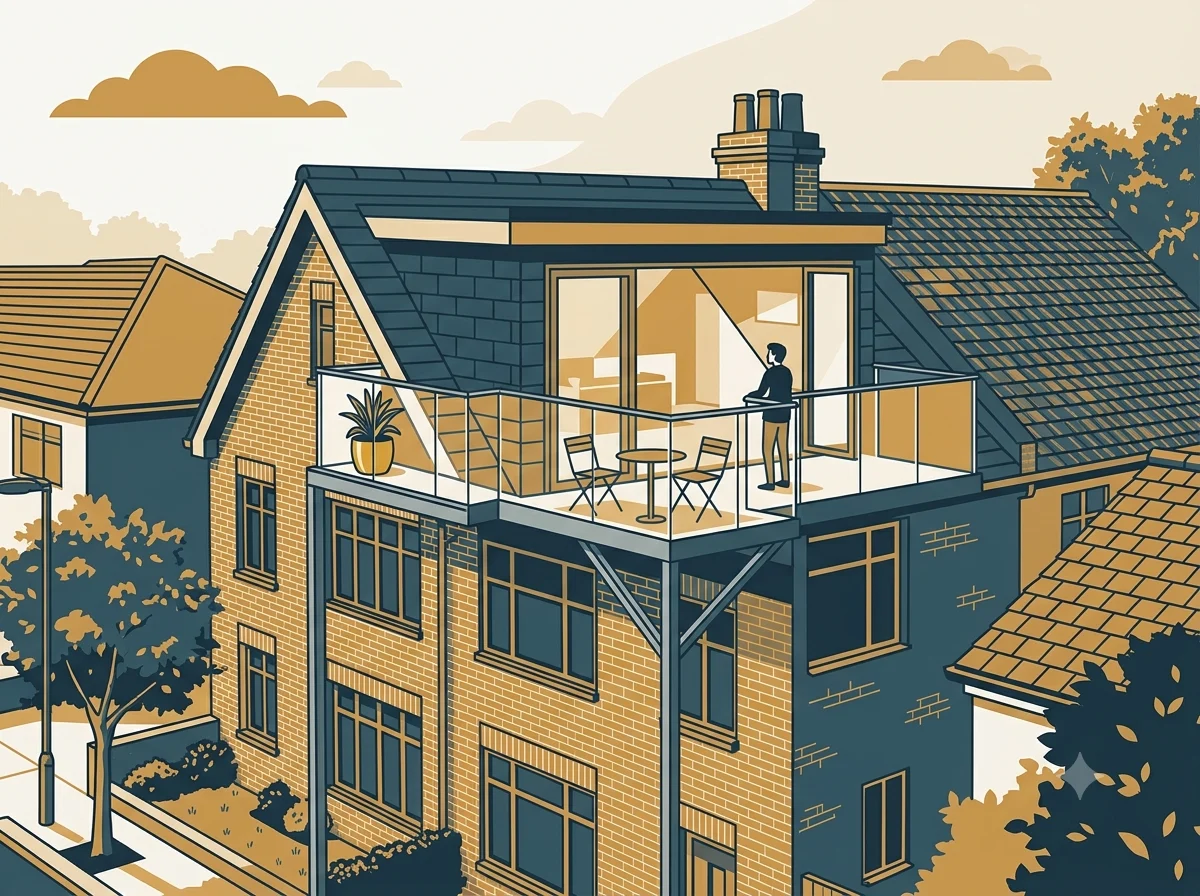 Loft conversion with a balcony